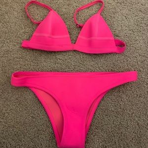 Triangl neoprene bikini set in hot pink